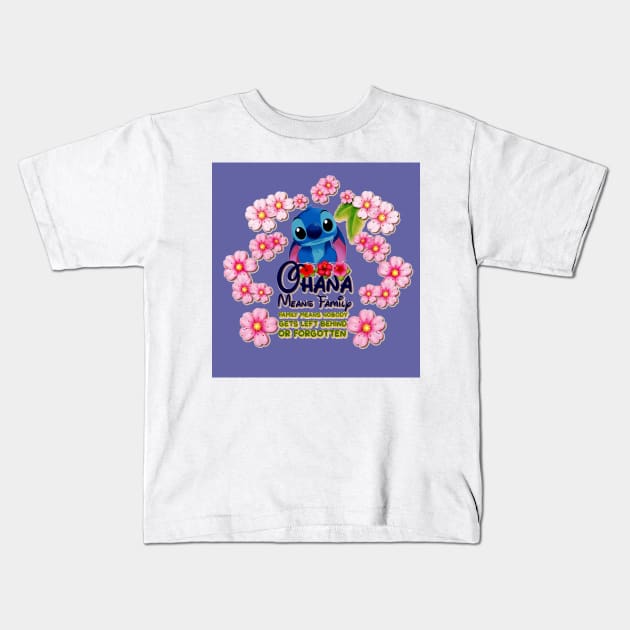 Ohana means family | Stitch | Very Peri Kids T-Shirt by PyGeek